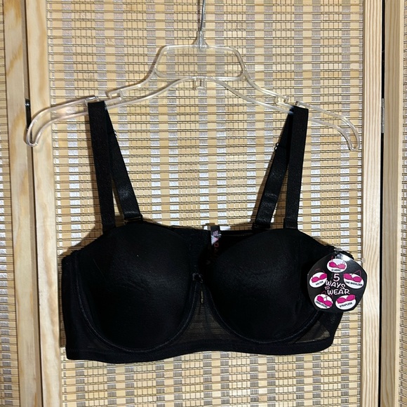 Black Fuschia by Secret Lace 5 Way Convertible Bra Black Mesh 42D NWT - Picture 1 of 13